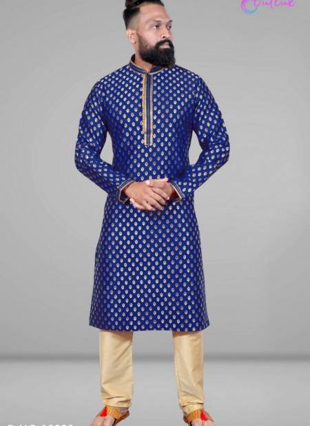 Blue Colour Designer Party And Function Wear Traditional Jacquard Silk Kurta Churidar Pajama Redymade Collection 18003